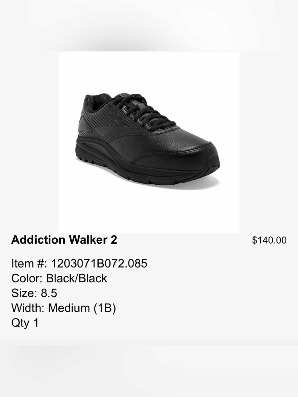 Brooks 8.5 Women's Addiction Walker 2 Black